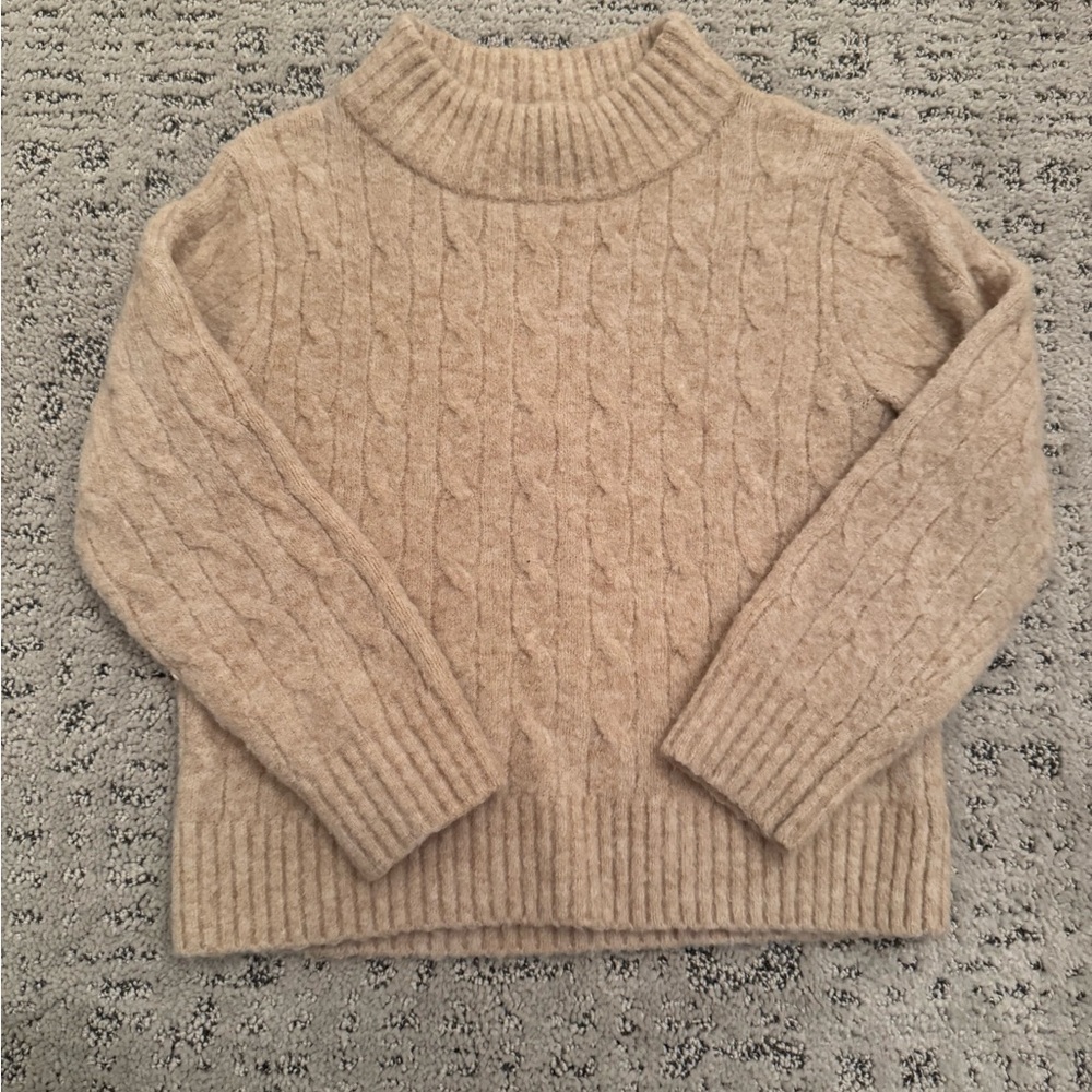 Crewcuts Cable Knit Turtleneck Sweater - Beige